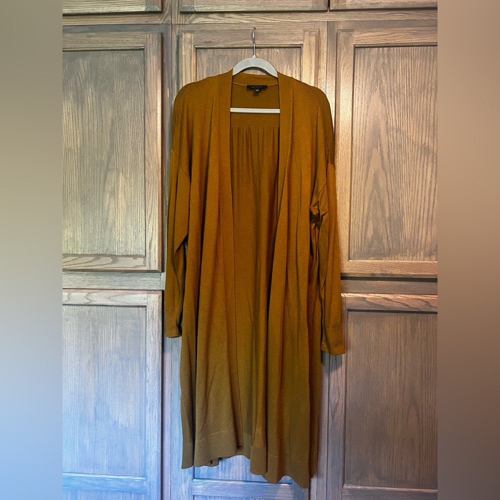 Ann Taylor Golden Mustard Knit Long Cardigan